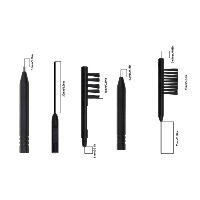[Australia] - 6Pcs Hearing Aid Disassembly Cleaning Tool Kit Multi-Functional Brushes with Magnet Wax Loop Vent Cleaner Steel Pick Microfiber Cloth Universal 