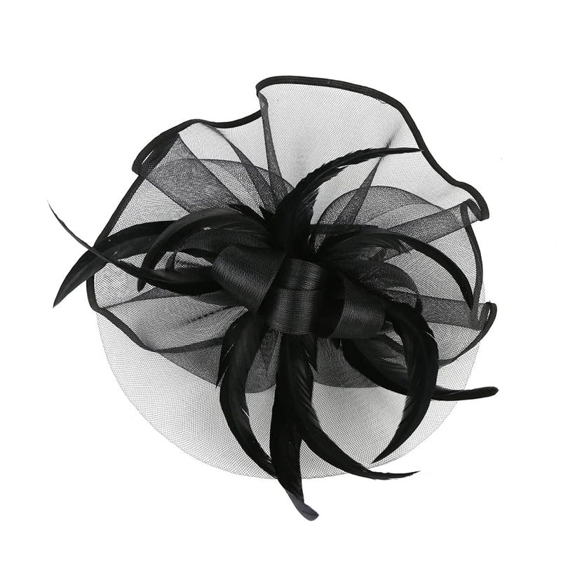 [Australia] - MIQIQAO Fascinators Hat for Women Tea Party Headband Wedding Cocktail Flower Mesh Feathers Hair Clip BigBlack3 