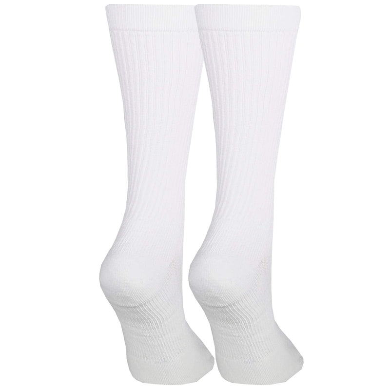 [Australia] - NuVein 15-20 mmHg Medical Compression Socks, Mid Calf Crew Length, Padded Cushion Foot, White, Large Large (1 Pair) 