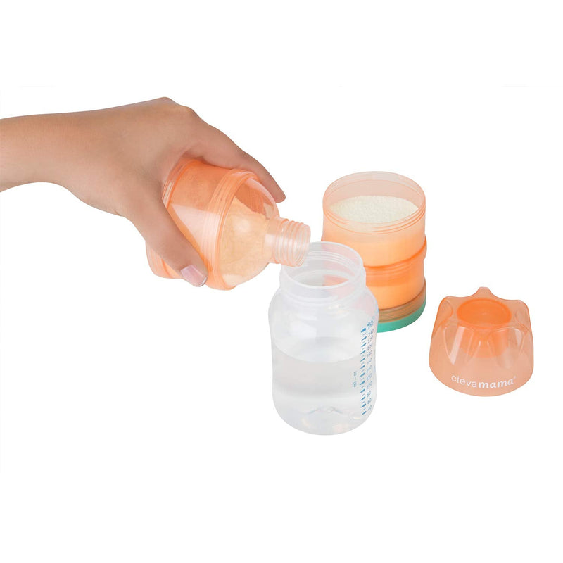[Australia] - Clevamama Baby Food Travel Container, Suitable for Formula and Weaning, Dispenser with 3 Stackable and Portable Portions, Pink Transparent, 18x8x8 cm Coral transparent 