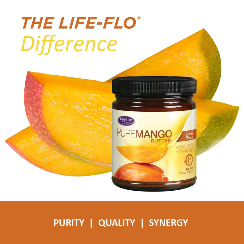 [Australia] - Life-flo Pure Mango Butter | Soothing Moisturizer for Dry Skin & Hair, Lips & DIY Products | Expeller Pressed | 9oz 