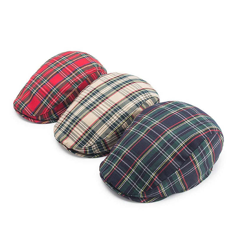 [Australia] - RICHTOER Newsboy Cap Beret Men Women Flat Caps Cotton Plaid Hat Outdoors Blue 