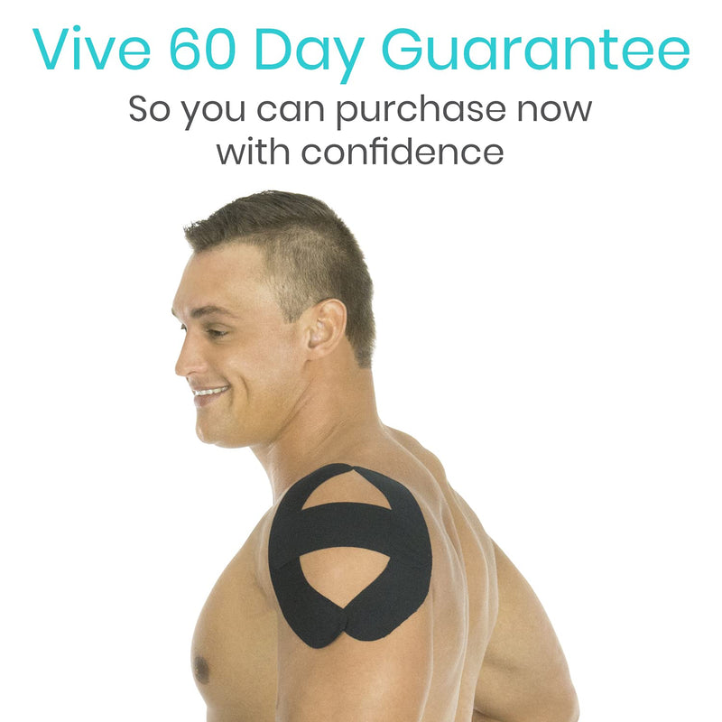 [Australia] - Vive Kinesiology Tape (16.4 Feet) - Therapeutic Athletic Support Tape - Uncut Kensio Roll - Muscle and Joint Recovery for Shoulder, Back, Knee, Elbow and Ankle Pain Relief - Waterproof for Sports Black 2" x 16.4' 