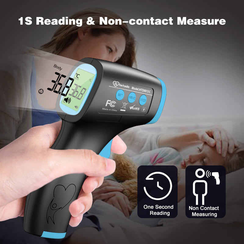 [Australia] - Thermometer for Adults, No Touch Forehead Thermometer for Adults and Children, Digital Infrared Body Thermometers for Kids, Baby Thermometer with High Temperature Alarm Instant Accurate Reading Black 