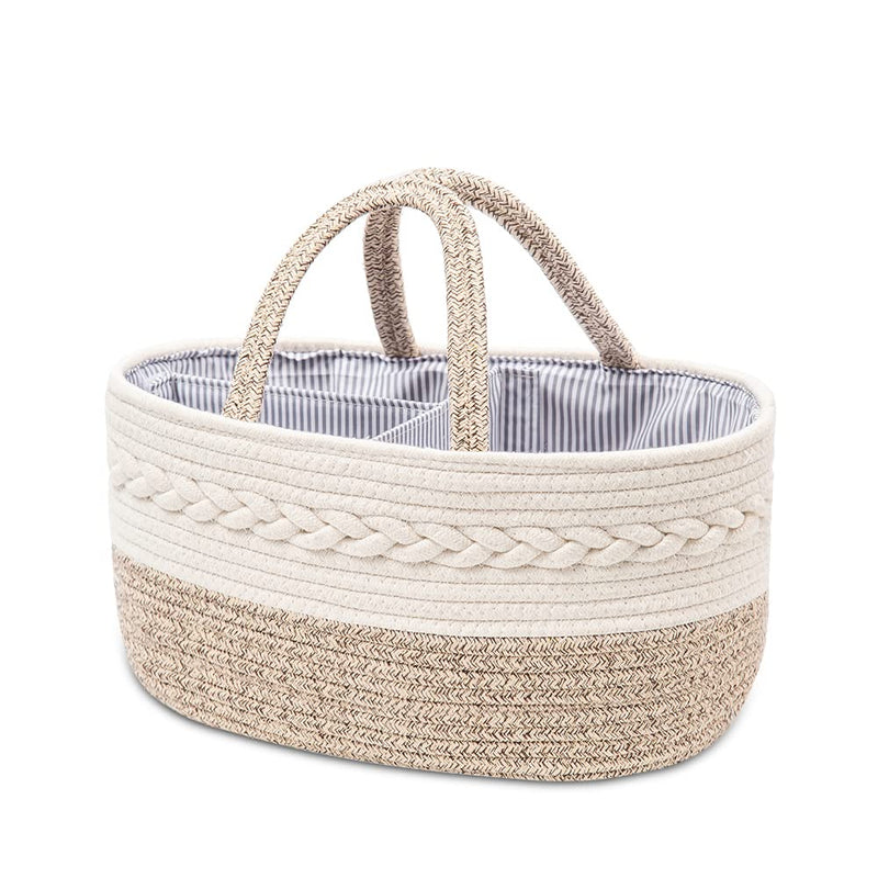 [Australia] - Baby Nappy Caddy Organiser,Portable Cotton Rope Woven diaper Caddy-Nursery Storage, DIY Basket with Changeable Compartments, Newborn Shower Gift Tote Bag (Yellow) Yellow 