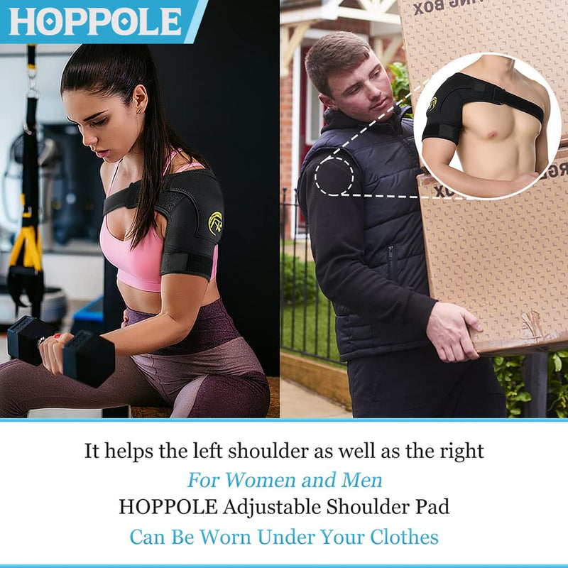 [Australia] - HOPPOLE Adjustable Shoulder Brace, Compression Shoulder Support,Shoulder Strap for Men Women, Relief for Shoulder Injuries, Tendonitis Black One Size 