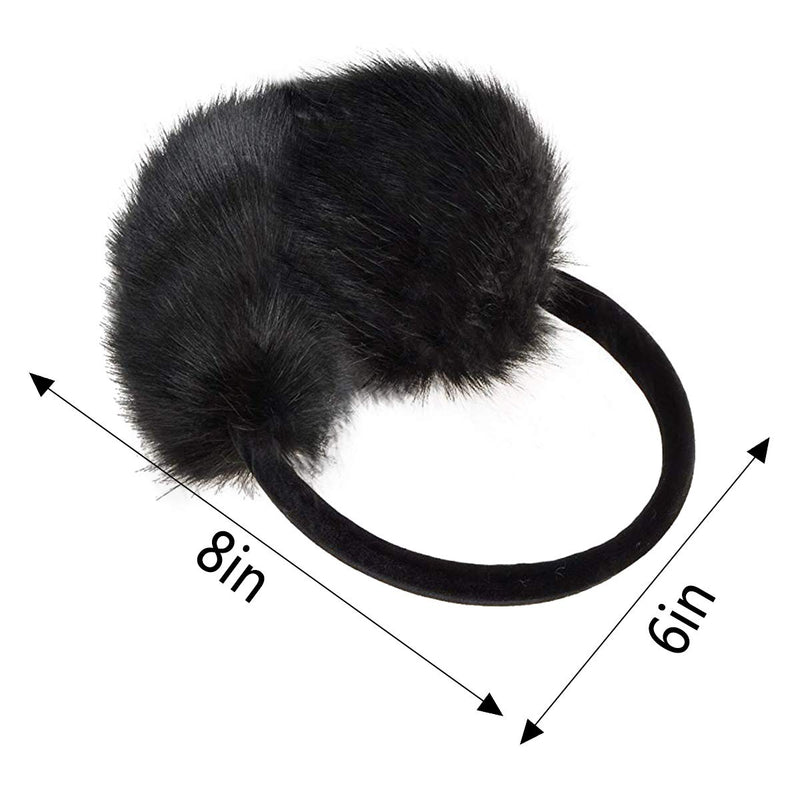 [Australia] - MADHOLLY 2 Pack Faux Fur Earmuffs- Big Winter Outdoor Soft Warm Thick Faux Fur Ear Warmers for Womens Men, Black&Grey 