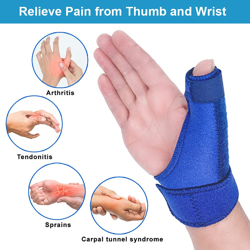 [Australia] - Trigger Thumb Brace, Thumb Spica Splint Stabilizer for Pain, Sprains, Arthritis,Tendonitis Carpal Tunnel & Trigger Finger - Immobilizer Wrist Strap - Right Hand Or Left Hand Women (Blue) Blue 