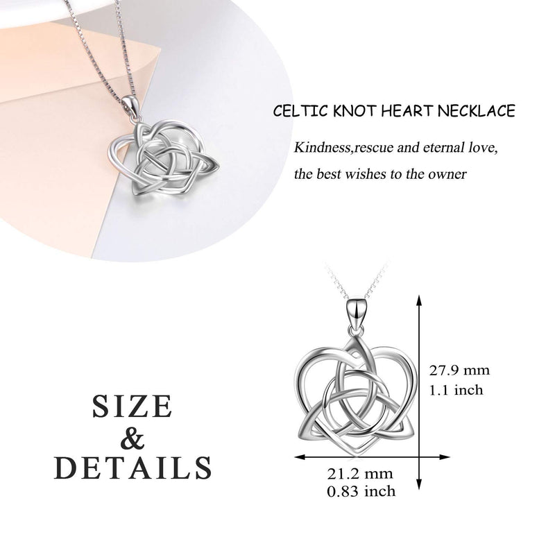 [Australia] - Celtic Love Knot Necklace Jewelry Sterling Silver Good Luck Vintage Triquetra Irish Celtic Love Heart Pendant Necklace for Women Girls B silver celtic knot necklace 