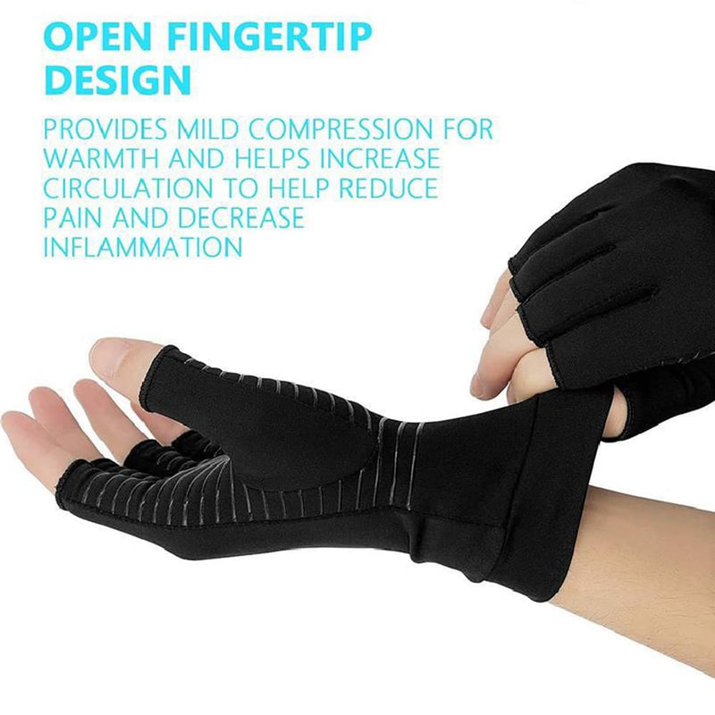 [Australia] - Copper Arthritis Compression Gloves Hands Arthritis Gloves for Pain Relief Swelling Copper Carpal Tunnel Glove Fingerless Medium 