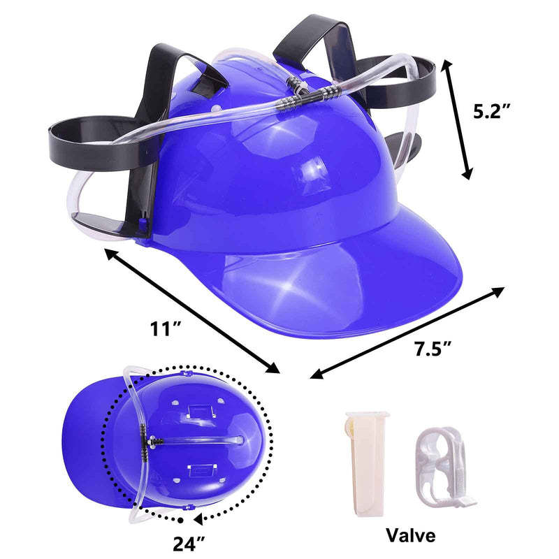 [Australia] - SMOQIO Beer Hat, Beer Helmet for Drinking Beer and Soda - Red with Two Regulating Valves for Party Fun Blue 