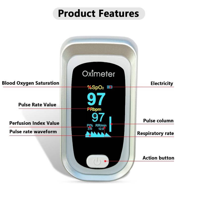 [Australia] - Pulse Oximeter Fingertip, Oximeter Finger with Pulse, Blood Oxygen Saturation( SPo2) with OLED Display, Heart Rate Monitor for Adults and Kids, Carrying Bag and Lanyard 