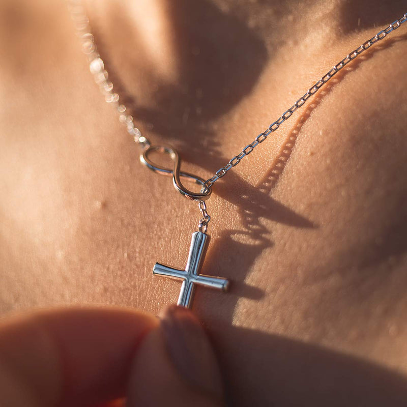 [Australia] - Collar Regalo para Madre, Mamá, Día de la Madre, Cumpleaños, Día de la Mujer, Infinity Cross (Rose-Gold-Plated-Brass, NA) 