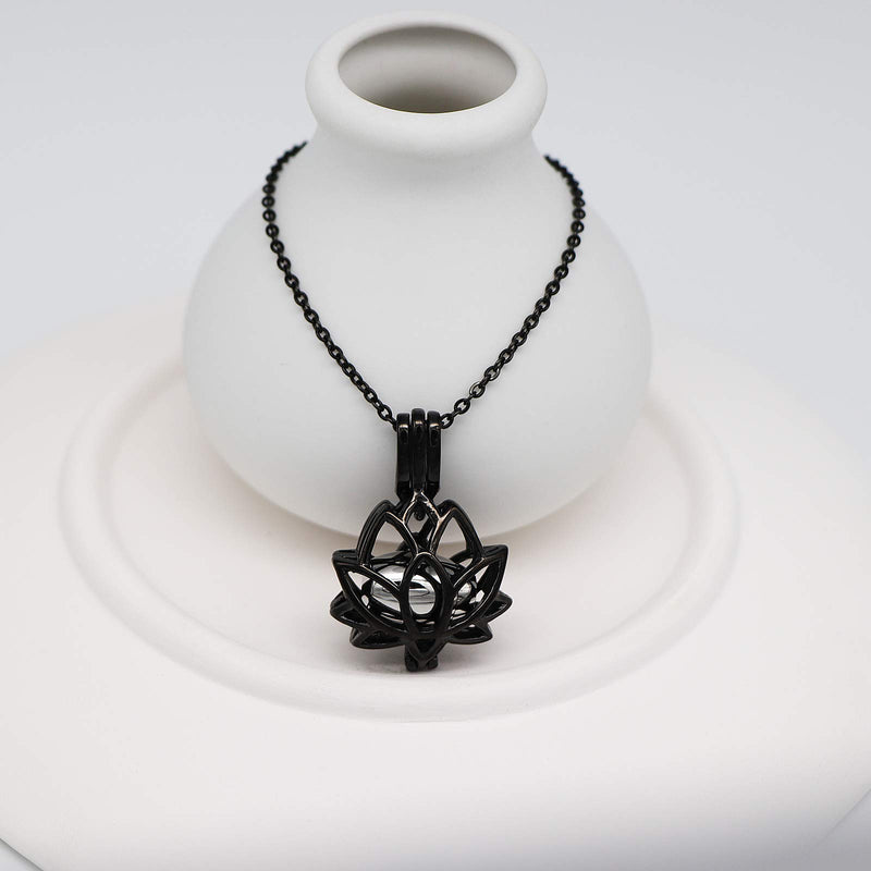 [Australia] - Cremation Jewelry Lotus Flower Urn Necklaces for Ashes Stainless Steel Keepsake Locket Pendants Memorial Urn Jewelry for Human Ashes Holder HG 