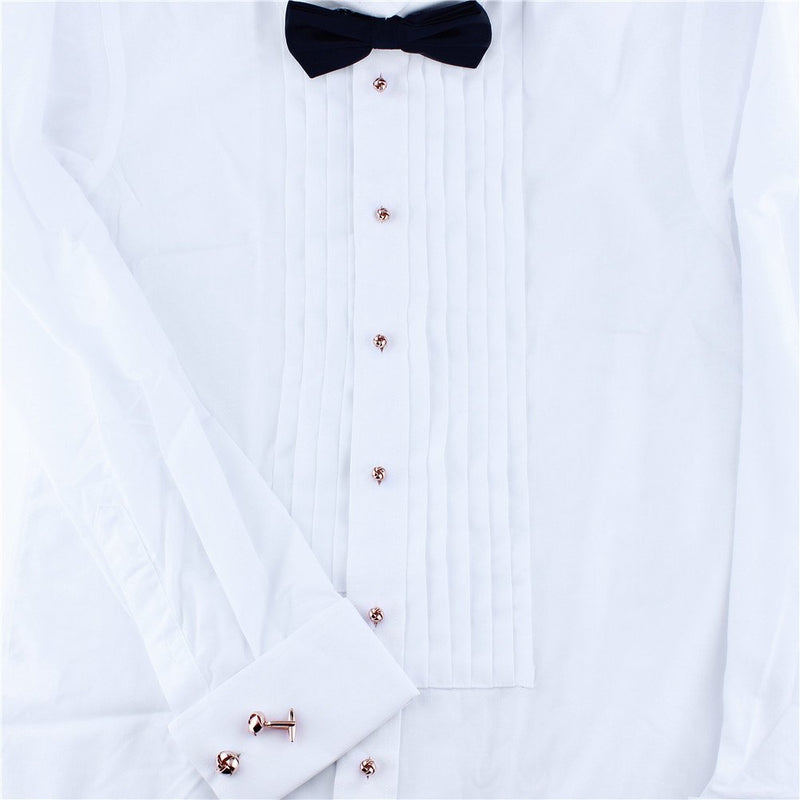 [Australia] - HAWSON Personalize Flower Knot Man Shirt Tuxedo 6 Studs and 2 Cufflinks Set Rose Gold 