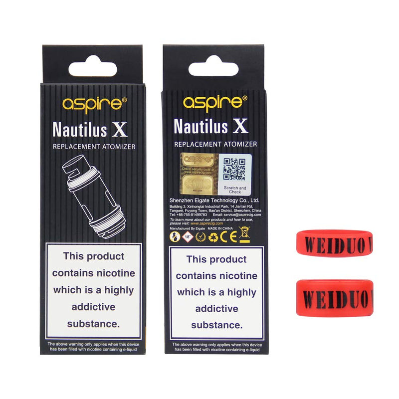 [Australia] - Aspire 5 pcs Nautilus X Replacement Atomizer BVC Coils 1.8ohm for X30 Rover Starter Kit w/Pack of 2 WEIDUO Vape Bands 