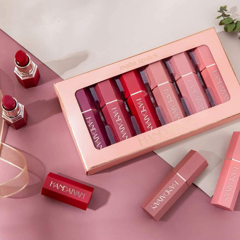 [Australia] - Matte Lipstick Set 6 Colors Nude Moisturizer Smooth Lipstick Long Lasting Waterproof Lipstick Makeup Gift Set 