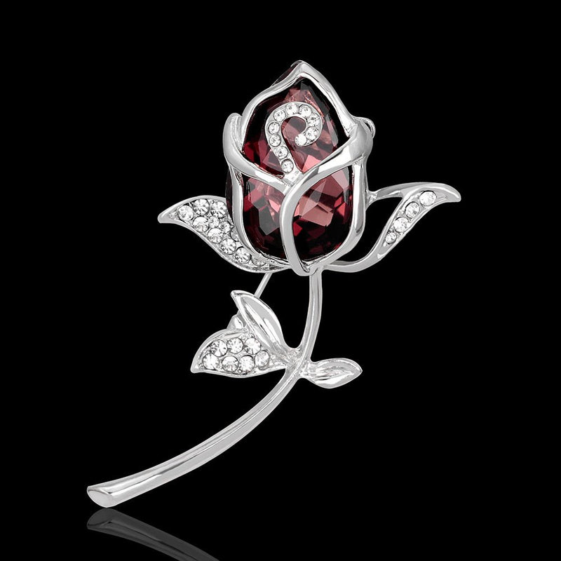 [Australia] - Grtdrm Created Rhinestone Crystal Brooch, Classy Rose Flower Fashion Pin Gift for Women Girls Rose Gold-White 