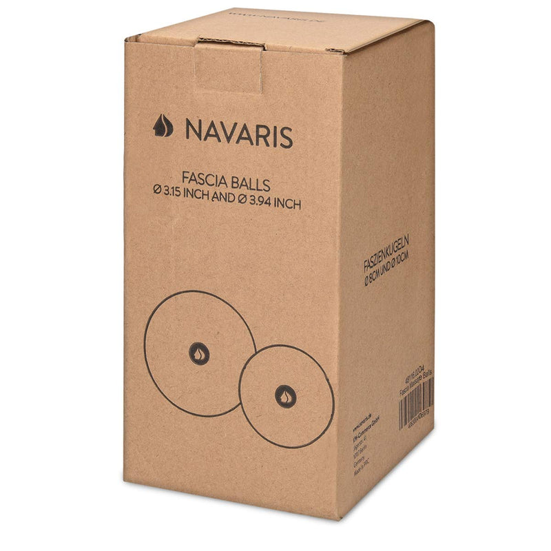 [Australia] - Navaris Fascia Massage Balls Set - 2 Different Sizes (8cm, 10cm) - Myofascial Deep Tissue Muscle Therapy for Back Legs Neck Foot Roller Trigger Points Red & Black 