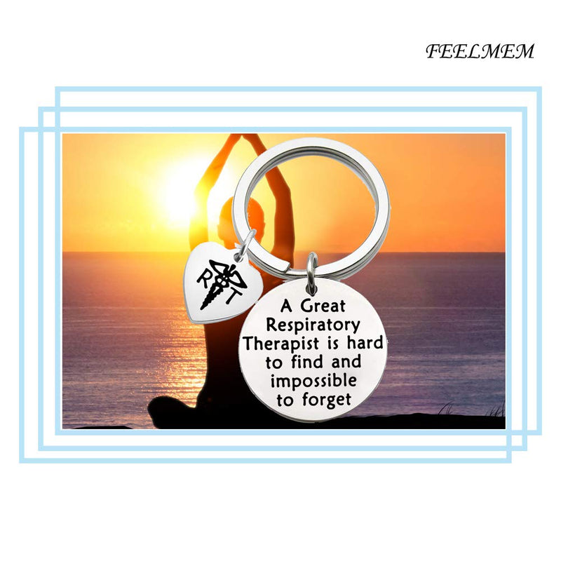 [Australia] - FEELMEM Respiratory Therapist Gift Radiology Tech Gift RT Keychain A Great Respiratory Therapist is Hard to Find Harder to Leave Impossible to Forget Radiology Technologist Gift silver 