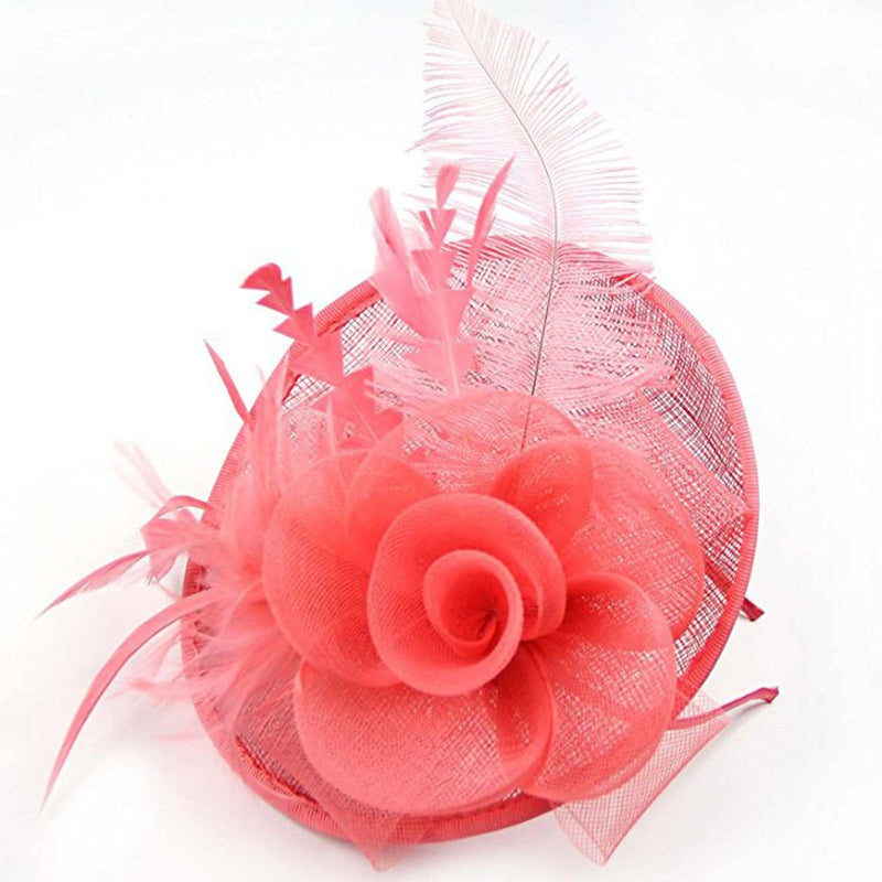 [Australia] - Hilary Ella Fascinators Hat,Flower Mesh Ribbons Feathers Headband,Kentucky Derby Wedding Tea Party Fascinator D-pink 