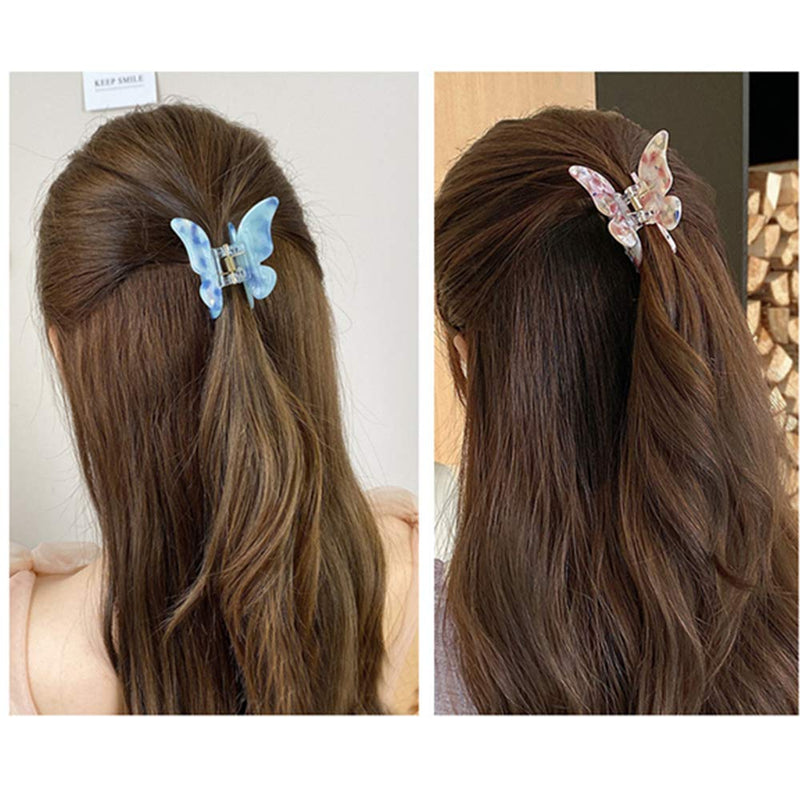 [Australia] - 4 Pcs Butterfly Hair Claw Clips Vintage Hair Clamps Non-slip Hair Claw Jaw Clips Hair Catcher Barrette Head Piece for Women Girls Fashion Accessories Headwear 