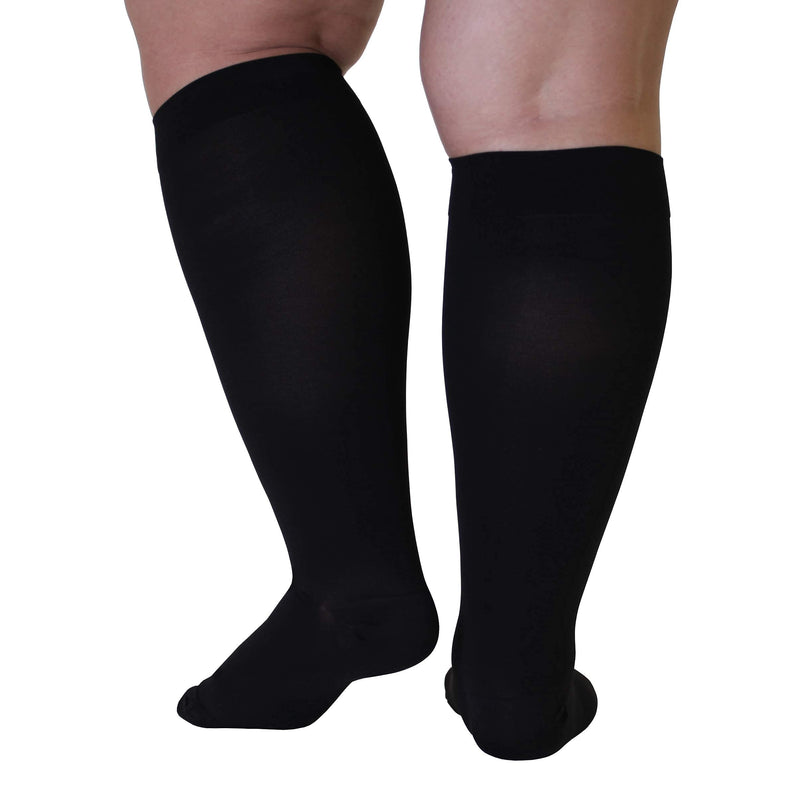 [Australia] - 4XL Mojo Compression Socks 20-30mmHg for Extra XX-Wide Ankle Calf Opaque Graduated Bariatric Support Stockings - Lymphedema Plus Size XXXX-L Black Closed Toe AB201BL7 4X-Large 