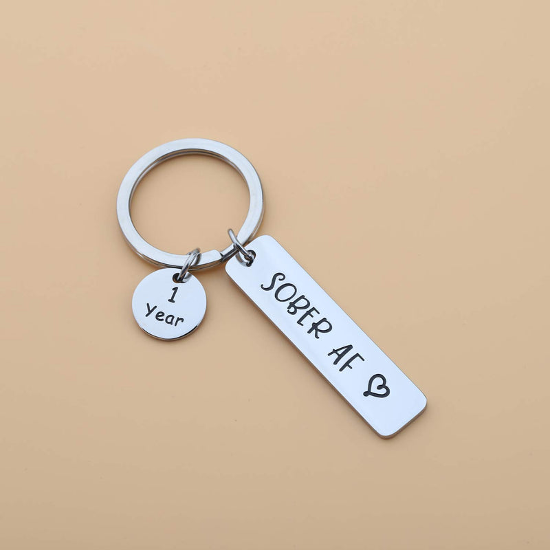 [Australia] - ENSIANTH 1 Year 2 Years 5 Years Sobriety Anniversary Keychain Sobriety Gift AA NA Recovery Jewelry Sober AF Encouragement Gift 1 year key 