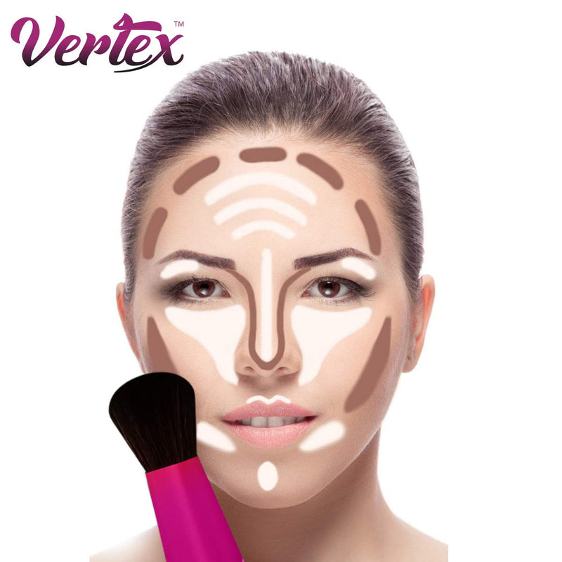 [Australia] - Vertex Beauty Blush Brush and Cheek Bronzer Highlighting Makeup Brushes | Create Dramatic Cheeks Angled Kabuki Gloss Highlights | Face Hugging Body Portable Contour Brush For Perfect Powder Mineral Blending Bronze Tan Face Tanning Brush Self Tanner 