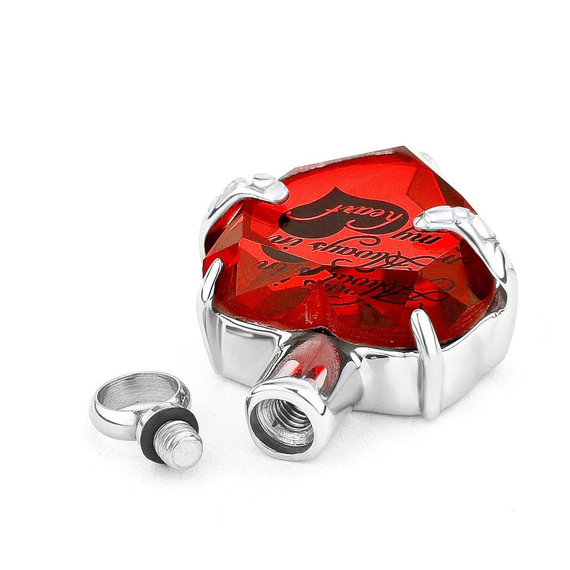 [Australia] - Q&Locket Heart Crystal Urn Necklaces for Ashes Stainless Steel Memorial Keepsake Cremation Jewelry Always in My Heart Red 