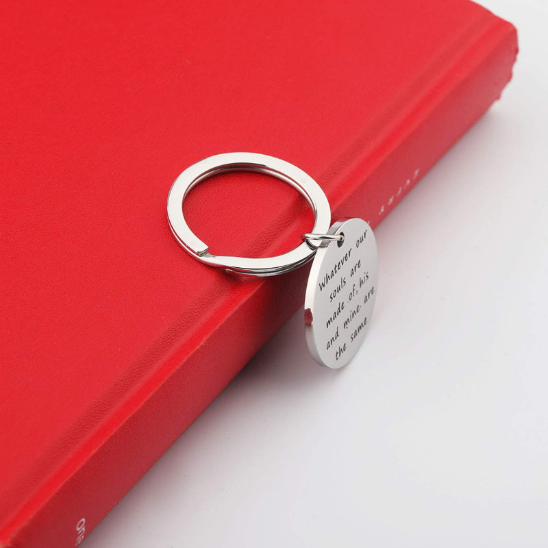[Australia] - PLITI Romantic Couples Gifts Soulmates Love Gift Wuthering Heights Keychain Whatever Our Souls are Made of His and Mine are The Same Bookish Book Lover Gifts Souls Made Same 