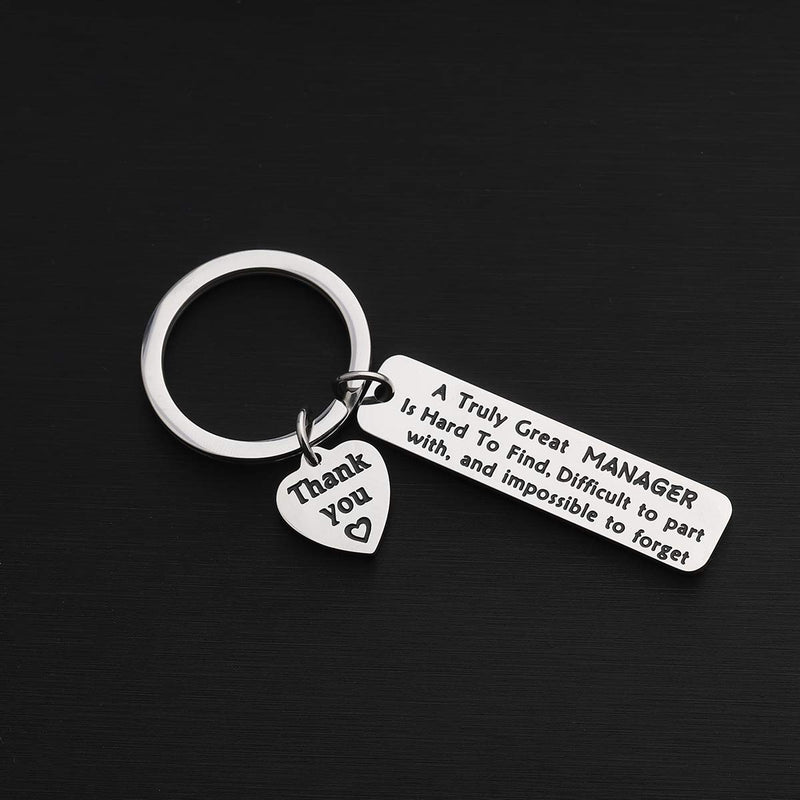 [Australia] - ENSIANTH Manager Gift A Truly Great Manager is Hard to Find Difficult to Part with and Impossible to Forget Keychain Thank You Gift for Management,Leader,Boss 