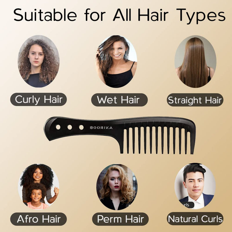 [Australia] - Boorika Wide Tooth Comb – Smooth & Sturdy Wide Tooth Comb for Curls – Curl Comb for Long Wet or Curly hair - Heat Resistant & Anti-Static Styling Comb 