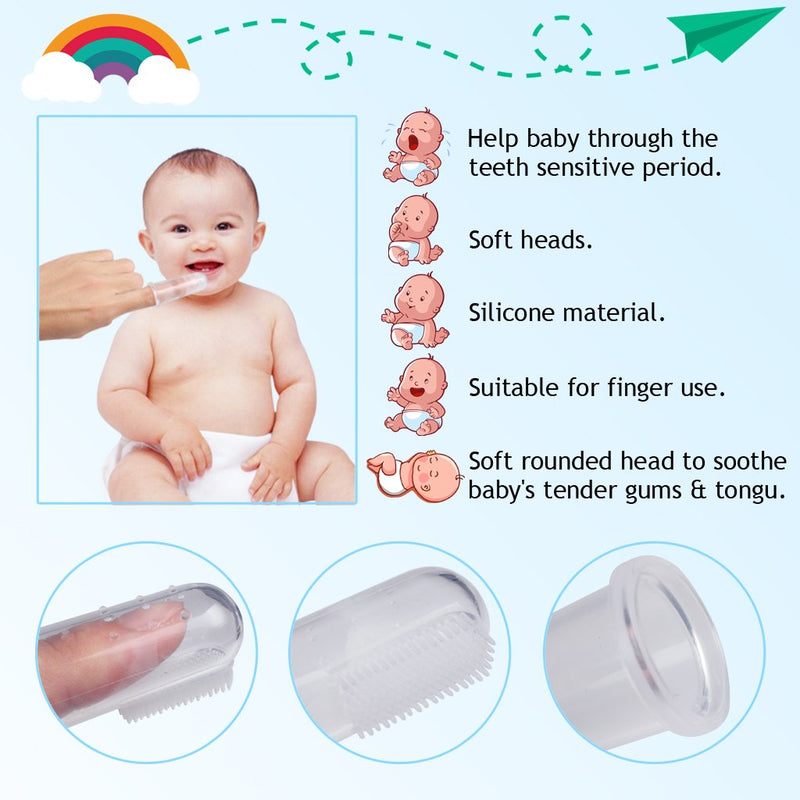 [Australia] - edealing Soft Safe Baby Toothbrush Kids Silicone Finger Toothbrush Gum Brush Clear Massage Pack Of 3 