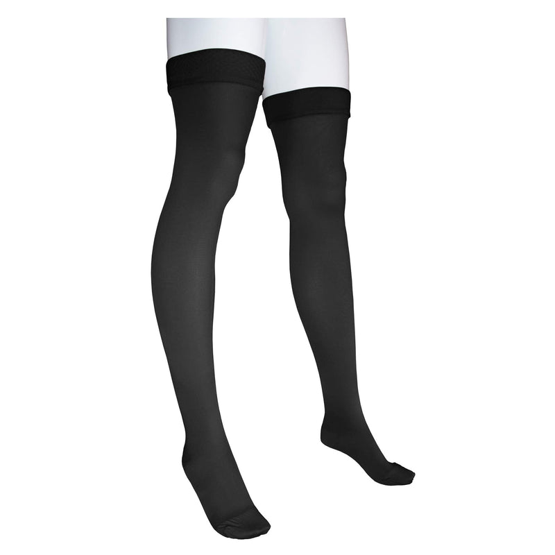 [Australia] - NuVein Medical Compression Stockings, 15-20 mmHg Support, Soft Comfort Microfiber, Thigh Length, Closed Toe, Black, X-Large 
