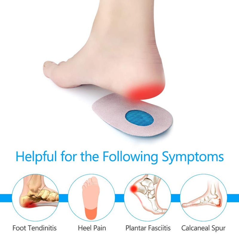 [Australia] - Gel Heel Cups, Silicone Heel Cup Pads for Plantar Fasciitis, Heel Spur and Achilles Pain, Anti-Slipping and Stress-Buffering 2 Pairs (S) 
