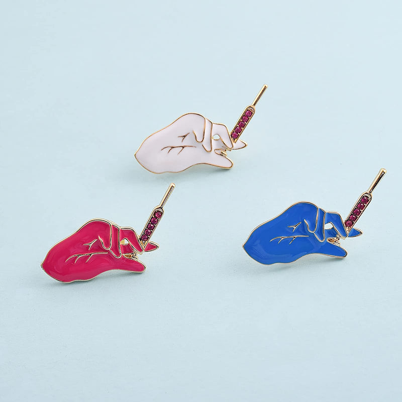 [Australia] - Hanreshe Syringe Enamel Pin Metal Blue White Red Brooch Medical Pins Punk Jewelry Doctors Nurses Gift Crystal Lapel Pins Women Accessories… Blue Pins 