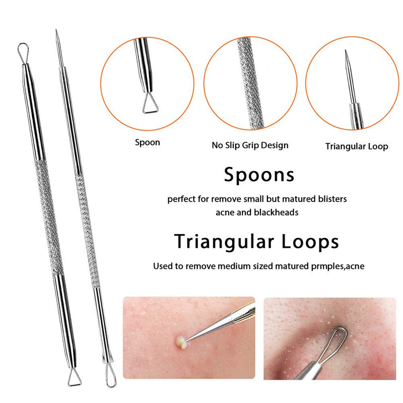 [Australia] - 10PCS Blackhead Remover Pimple Extractor Tool, Comedone Pimple Extractor Tool, Acne Kit for Blackhead, Whitehead Popping, Curved Blackhead Tweezers Kit 