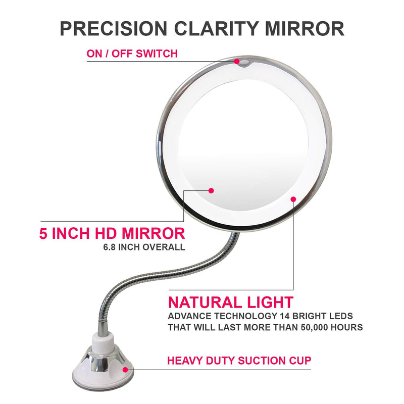 [Australia] - UBEQEÔ 10X magnifying makeup mirror with light | adjustable gooseneck suction cup (10X Magnification) 10X Magnification 