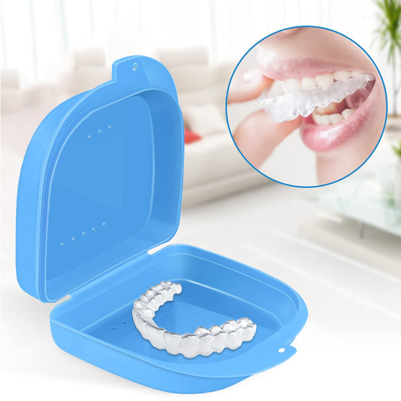 [Australia] - 3 PCS Retainer Case Box Container, Denture Box Mouth Guard Case Teeth Mouth Tray for Denture, Sport Mouth Guard, Brace, Splint (Pink & White & Blue) 