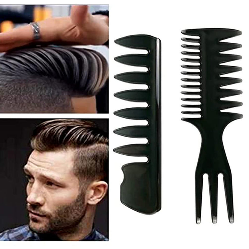 [Australia] - 3 Pieces Men Styling Comb, Black Pompadour Comb Mens Comb Wide Tooth Comb Streaker Comb Afro Hair Barber Comb for Wet Curly Thick Oil Hair 