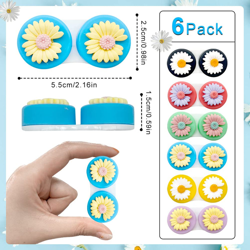 [Australia] - Contact Lens Cases, Daisy Contact Lens Holder Case Flower Colorful Contact Lens Case Contact Lenses Holder Portable Contact Lens Container for Travel Home(6 Pack) 