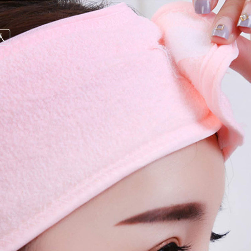 [Australia] - Spa Facial Headband - 2 PCS Make Up Wrap Head Shower Sport Terry Cloth Headband Adjustable Stretch Towel With Magic Tape White + Black 