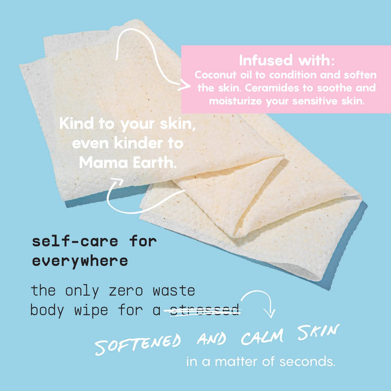 [Australia] - Calm Line Body Wipes for Women - Unscented Large Body Wash Wipes, Armpit Wipes & Body Wipes w/ Ceramides & Coconut Oil - Zero-Waste Cleansing Wipes - No Rinse Bathing Wipes for Adults - 10 ct Calm Line - Unscented 