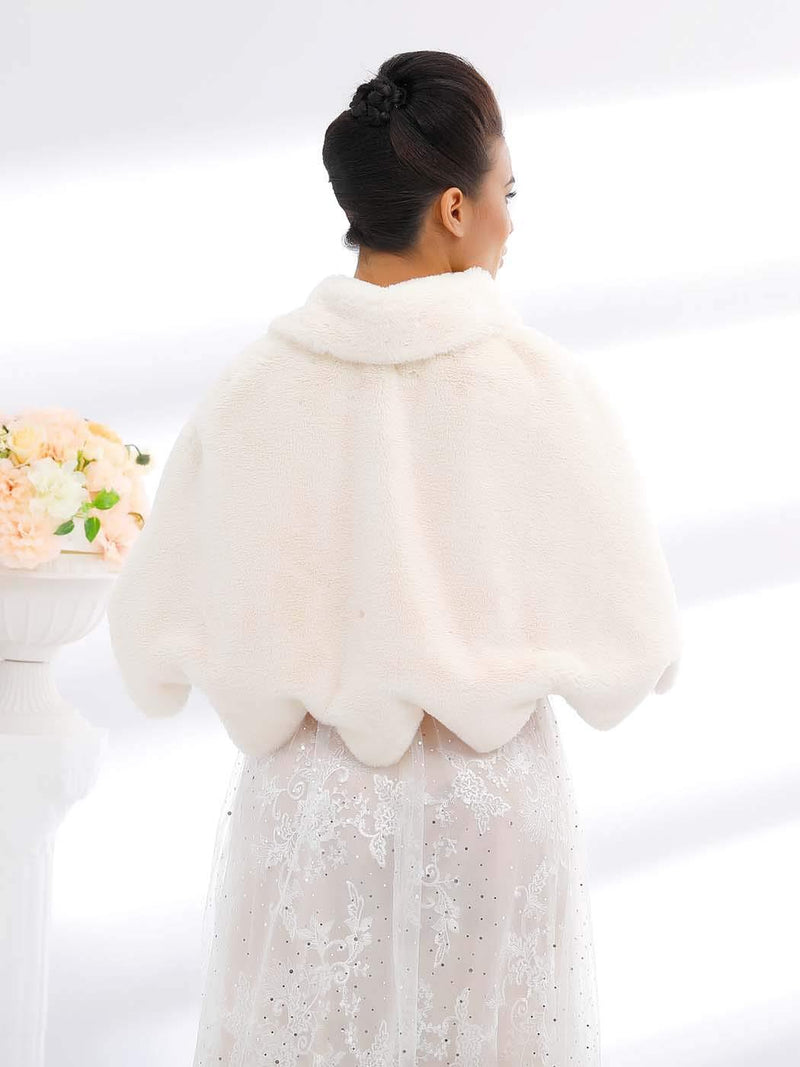 [Australia] - Ushiny Wedding Faux Fur Shawl and Stole Bridal Fur Wraps Winter Fur Scarf for Women and Girls (Beige) 