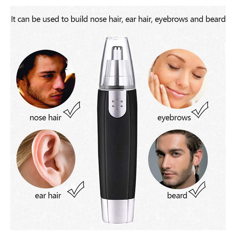 [Australia] - FOCCTS Nose Hair Trimmer, Battery-Operated Ear and Nose Hair Trimmer Clipper Painless Nose Hair Clipper with Stainless Steel Rotation Blades, AA Battery not Included 