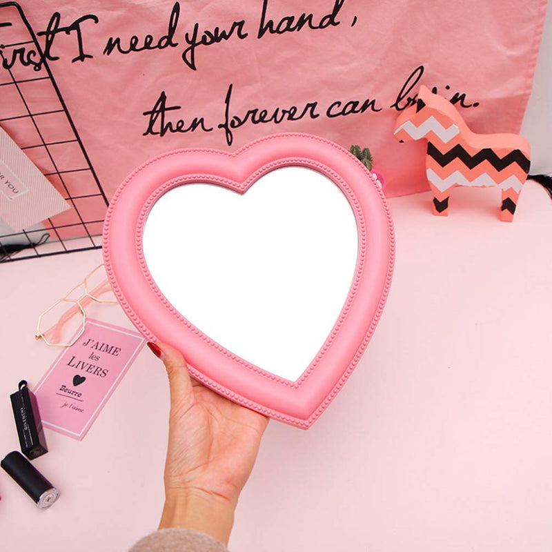 [Australia] - WINOMO Pink Heart Shape Mirror Handheld Mirror Cosmetic Mirror Desktop Wall Mirror for Women Girls Photot Booth Props Cosmetic 