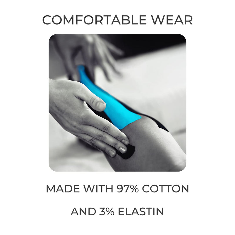 [Australia] - Kinesiology Sports Tape Blue | 5m Roll of Muscle Support Tape | Water Resistant & Hypoallergenic | Flexible & Durable | Improve Mobility & Circulation 