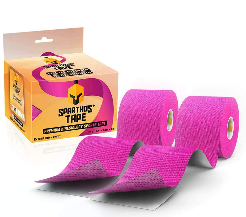 [Australia] - Sparthos Kinesiology Tape [Wild Pink - Pack of 2] x Ice Packs for Injuries [Size Medium + Cover] 
