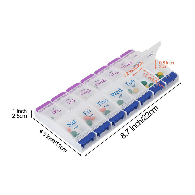 [Australia] - Shintop Pill Box Push Button, 7 Day Pill Organiser AM/PM with 14 Compartments to Hold Vitamin and Medicine (Clear) 